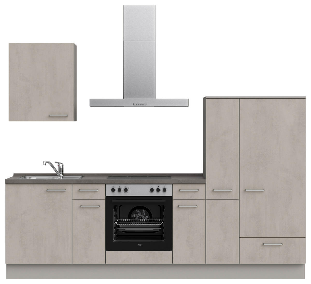 KÜCHENBLOCK 270 cm   in Grau, Schieferfarben  - Schieferfarben/Edelstahlfarben, MODERN, Holzwerkstoff/Metall (270cm) - Nobilia