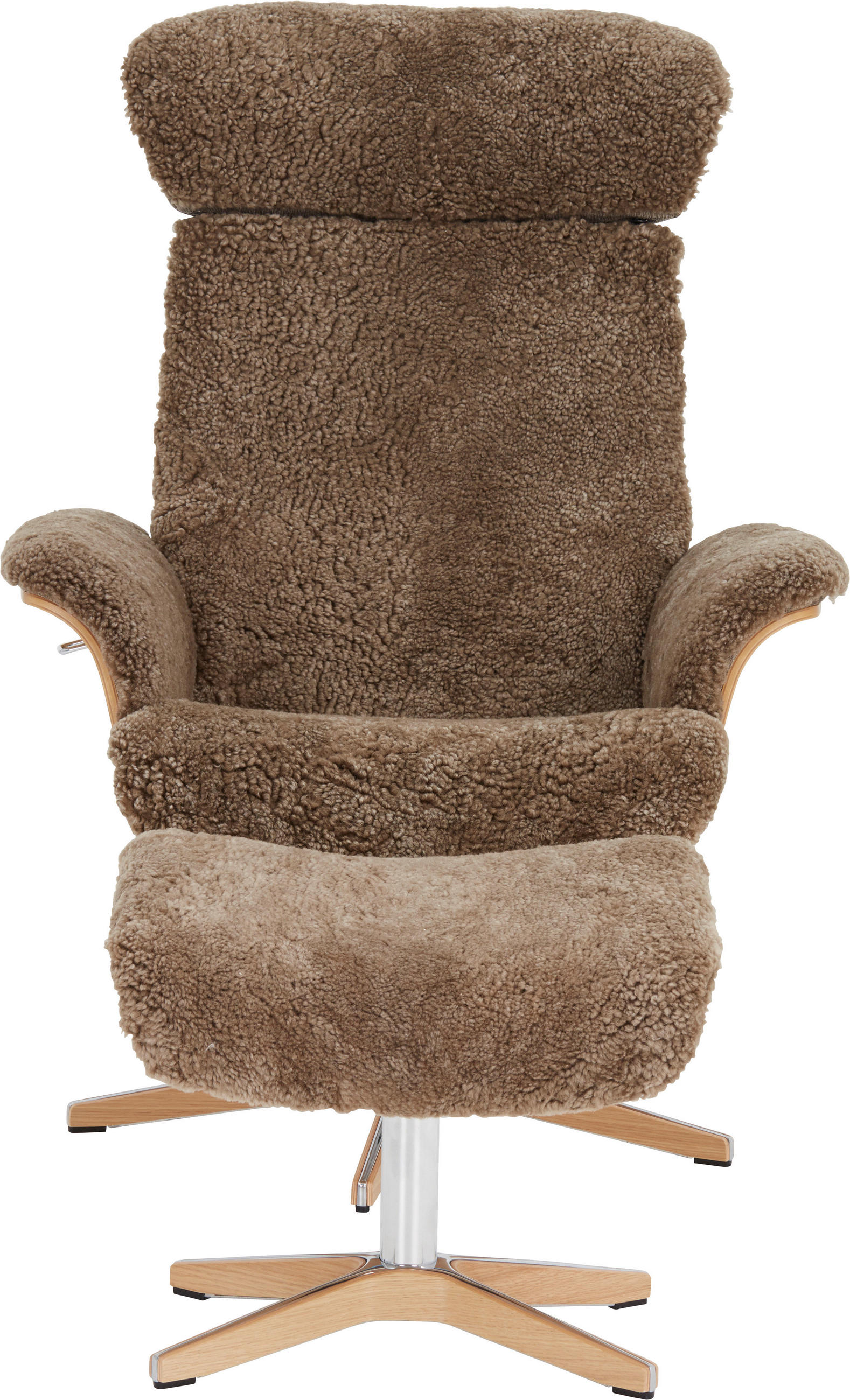 RELAXSESSEL in Holz, Metall, Fell Braun, Eichefarben, Alufarben  - Eichefarben/Alufarben, Natur, Holz/Fell (80/104.5/81cm) - Conform