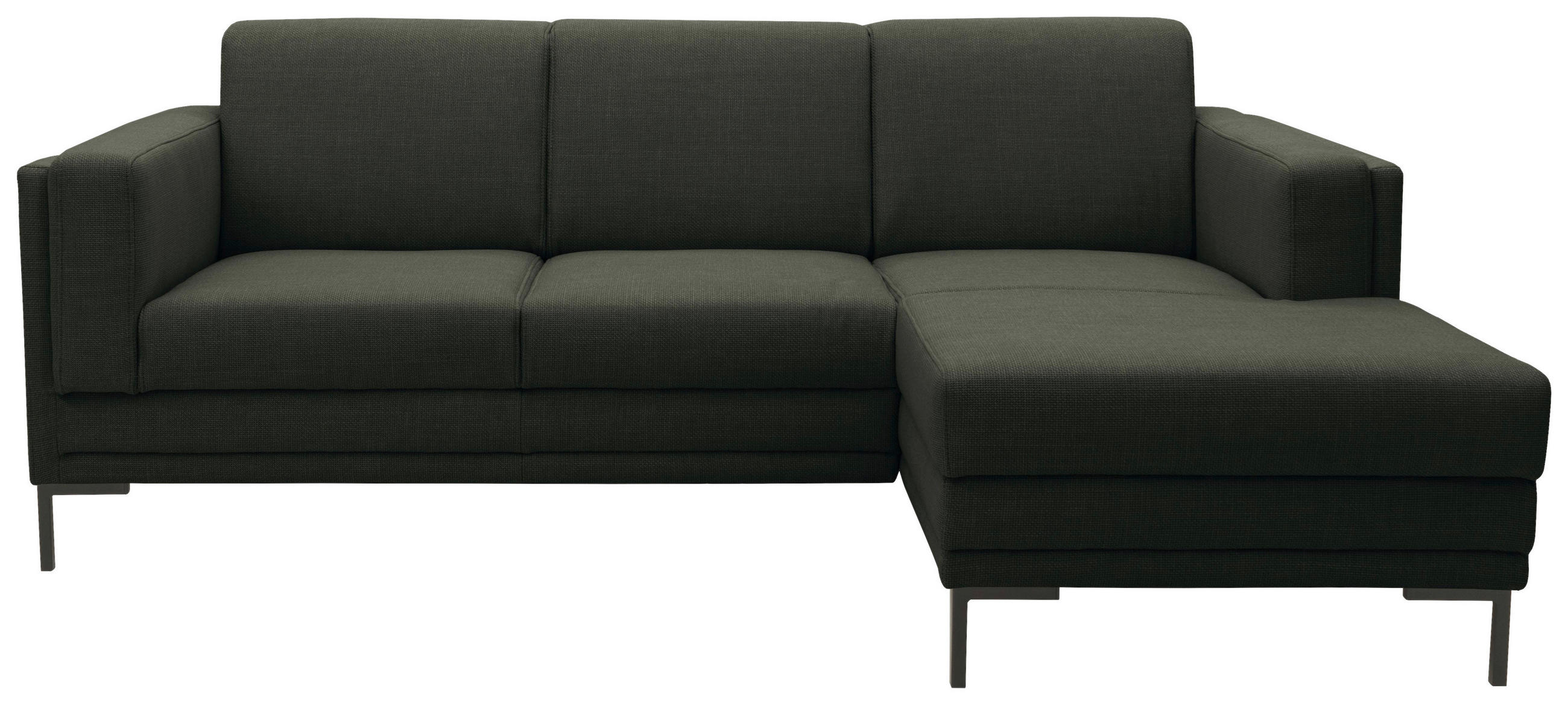 ECKSOFA Looks VII Dunkelgrün Webstoff - Dunkelgrün/Schwarz, Design, Textil/Metall (214/146cm) - LOOKS by W.Joop