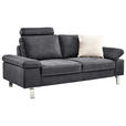 2-SITZER-SOFA Mikrofaser Grau  - Chromfarben/Beige, Design, Textil/Metall (194/86/97cm) - Hom`in