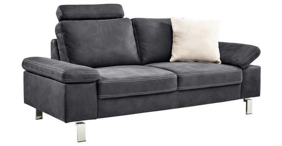 2-SITZER-SOFA Mikrofaser Grau  - Chromfarben/Beige, Design, Textil/Metall (194/86/97cm) - Hom`in