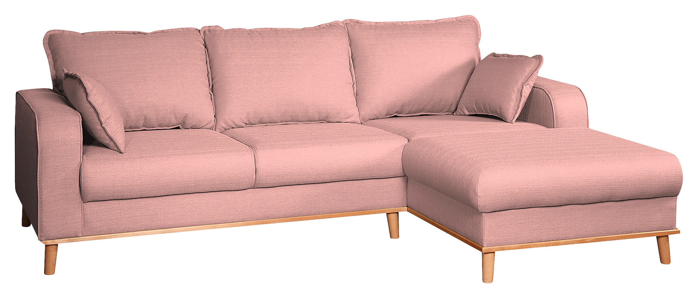 ECKSOFA Beata Rosa Mikrofaser  - Wengefarben/Rosa, Design, Holz/Textil (230/150cm) - Livetastic