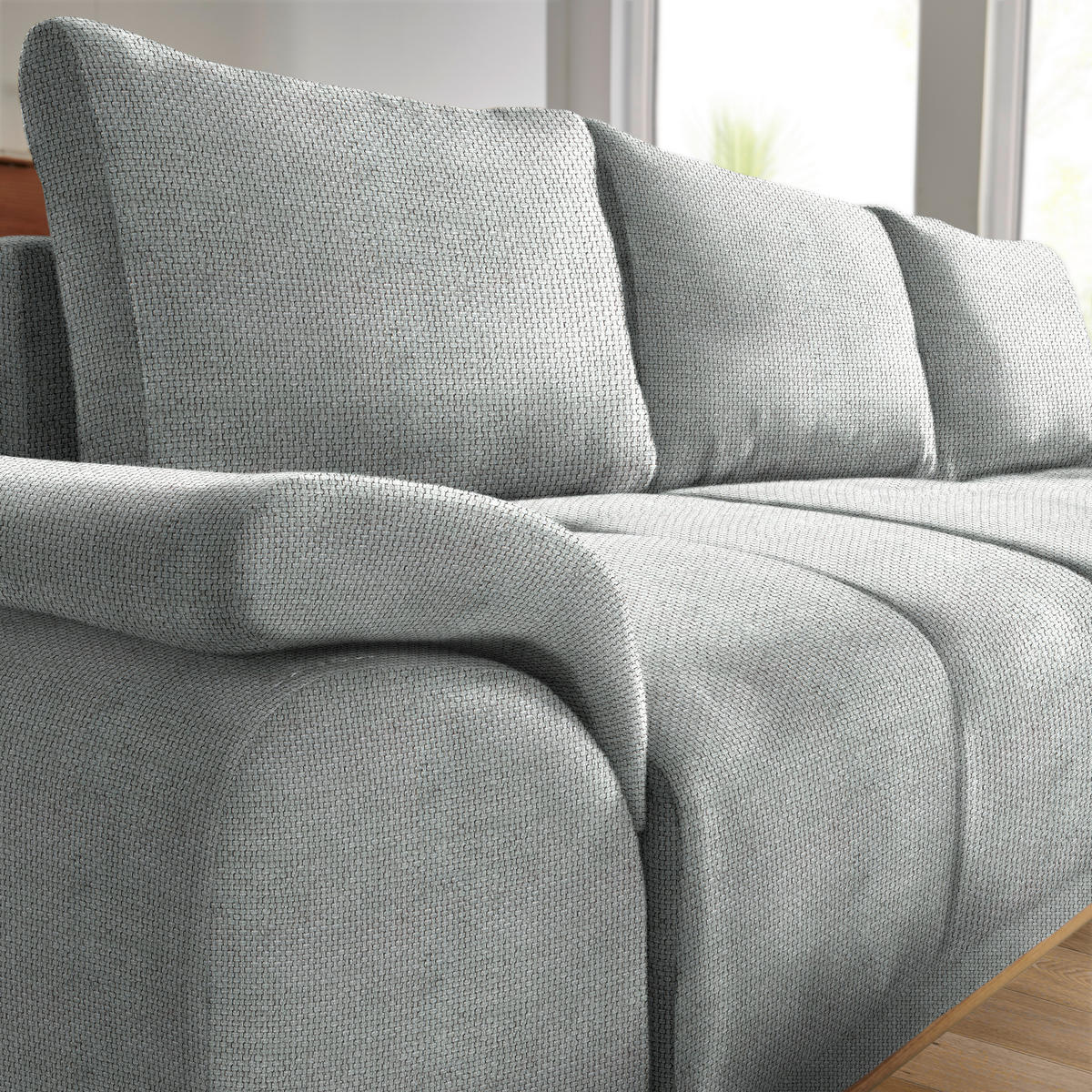 ECKSOFA in Struktur Grau  - Schwarz/Grau, Modern, Textil/Metall (262/168cm) - home24
