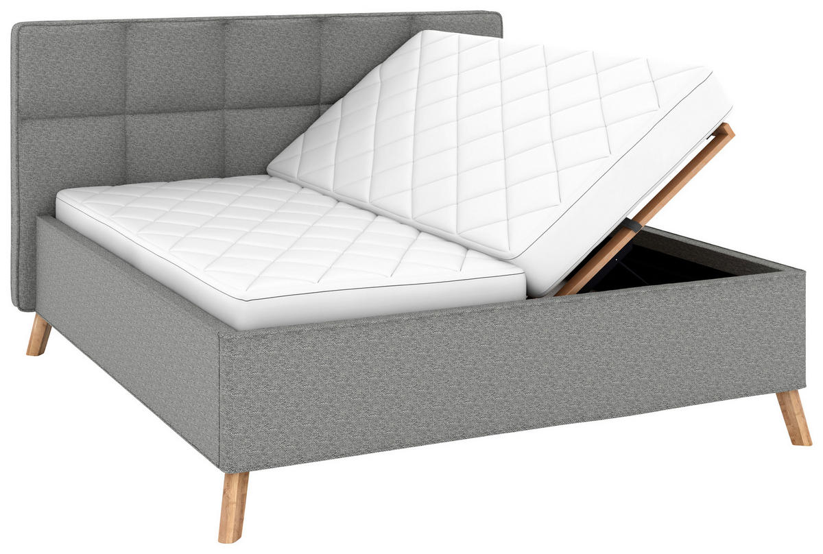 POLSTERBETT Bettkasten, motorische Verstellbarkeit, Fernbedienung, Lattenroste, Matratzen 180/200 cm  in Grau  - Schwarz/Weiß, KONVENTIONELL, Holz/Textil (180/200cm) - Musterring