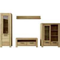 WOHNWAND 4-teilig  in Wildeiche  346/199/50 cm  - Wildeiche/Schwarz, Natur, Glas/Holz (346/199/50cm) - Carryhome
