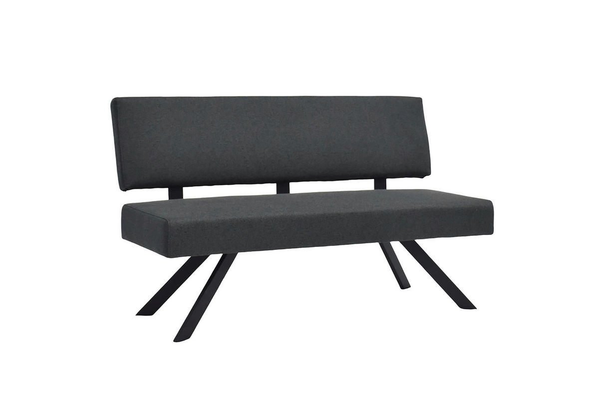 SITZBANK Dunkelgrau  - Dunkelgrau/Schwarz, MODERN, Textil/Metall (138/83/60cm) - MID.YOU