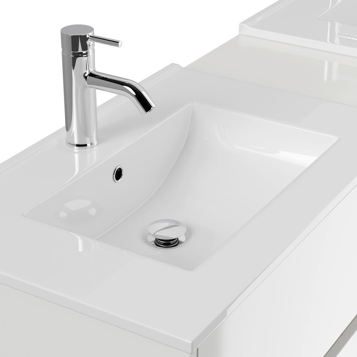 BADEZIMMER 3-teilig  in 170 cm  - Weiß Hochglanz, Trend, Glas/Holzwerkstoff (170cm) - MID.YOU
