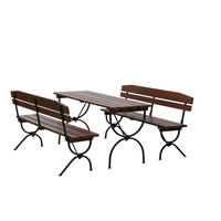 BIERTISCHGARNITUR 3-teilig  - Dunkelbraun, MODERN, Holz/Metall (60/60/180cm) - Gardenson