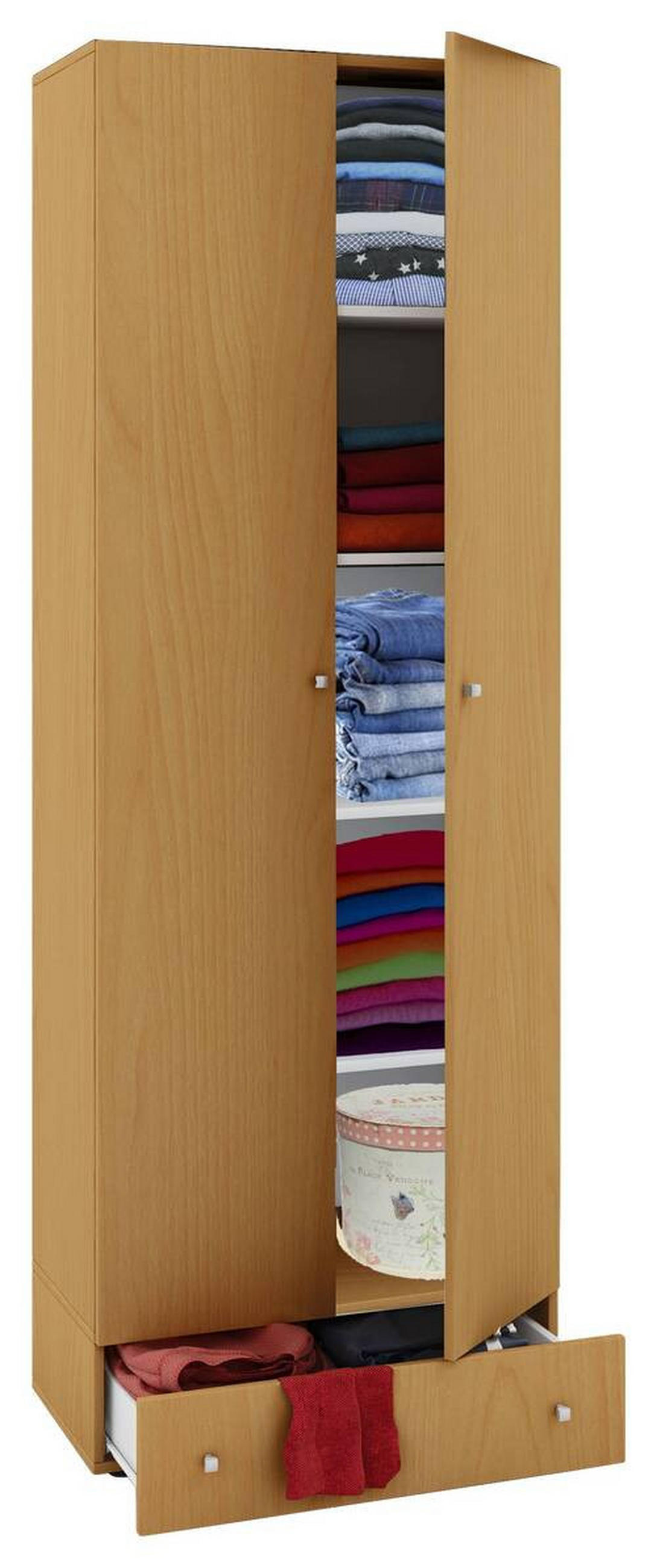 MEHRZWECKSCHRANK  - Silberfarben/Buchefarben, Modern, Holzwerkstoff/Kunststoff (70/198/39cm) - MID.YOU