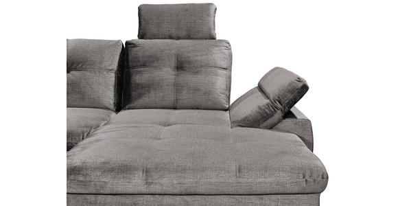 WOHNLANDSCHAFT in Mikrovelours Hellgrau - Hellgrau/Schwarz, KONVENTIONELL, Kunststoff/Textil (217/334/127cm) - Carryhome