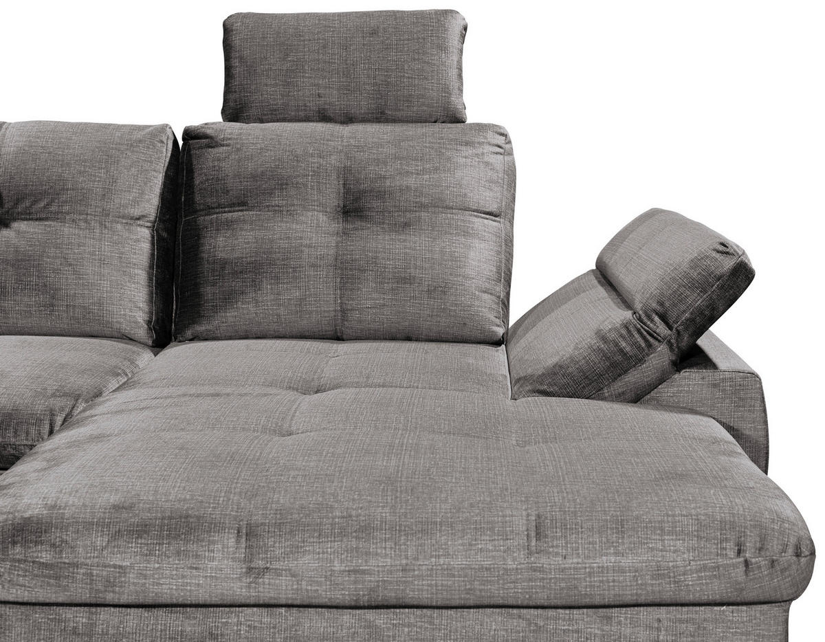 WOHNLANDSCHAFT in Mikrovelours Hellgrau  - Hellgrau/Schwarz, Konventionell, Kunststoff/Textil (217/334/127cm) - Carryhome