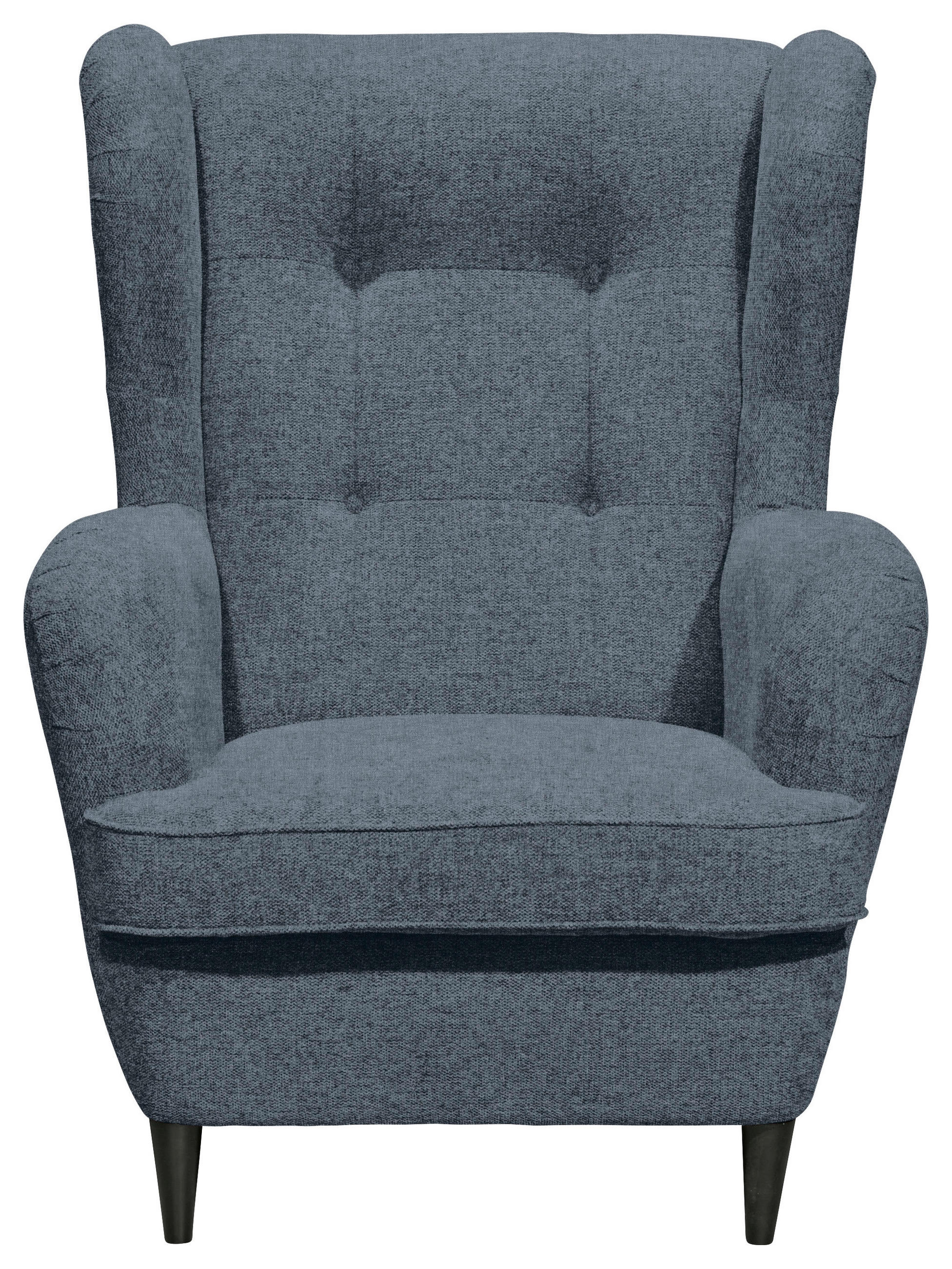 ÖRONLAPPSFÅTÖLJ i mikrovelour blå  - blå/svart, Basics, trä/textil (78/102/98cm) - MID.YOU