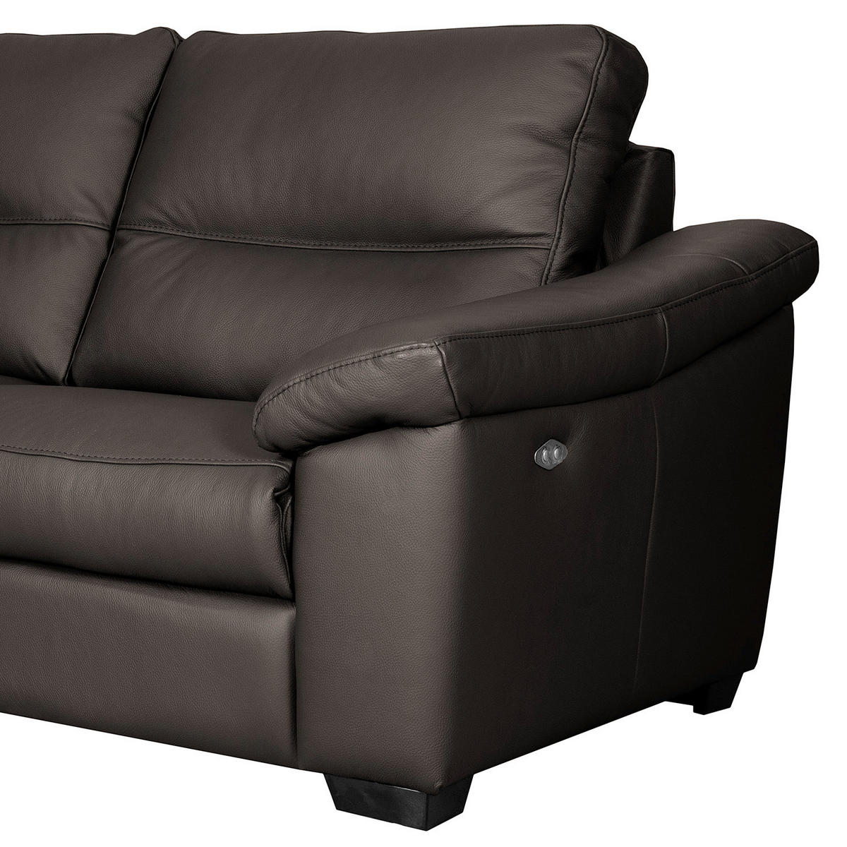 2-SITZER-SOFA  in Echtleder Braun   - Schwarz/Braun, Design, Leder/Holz (174/97/97cm) - Livetastic
