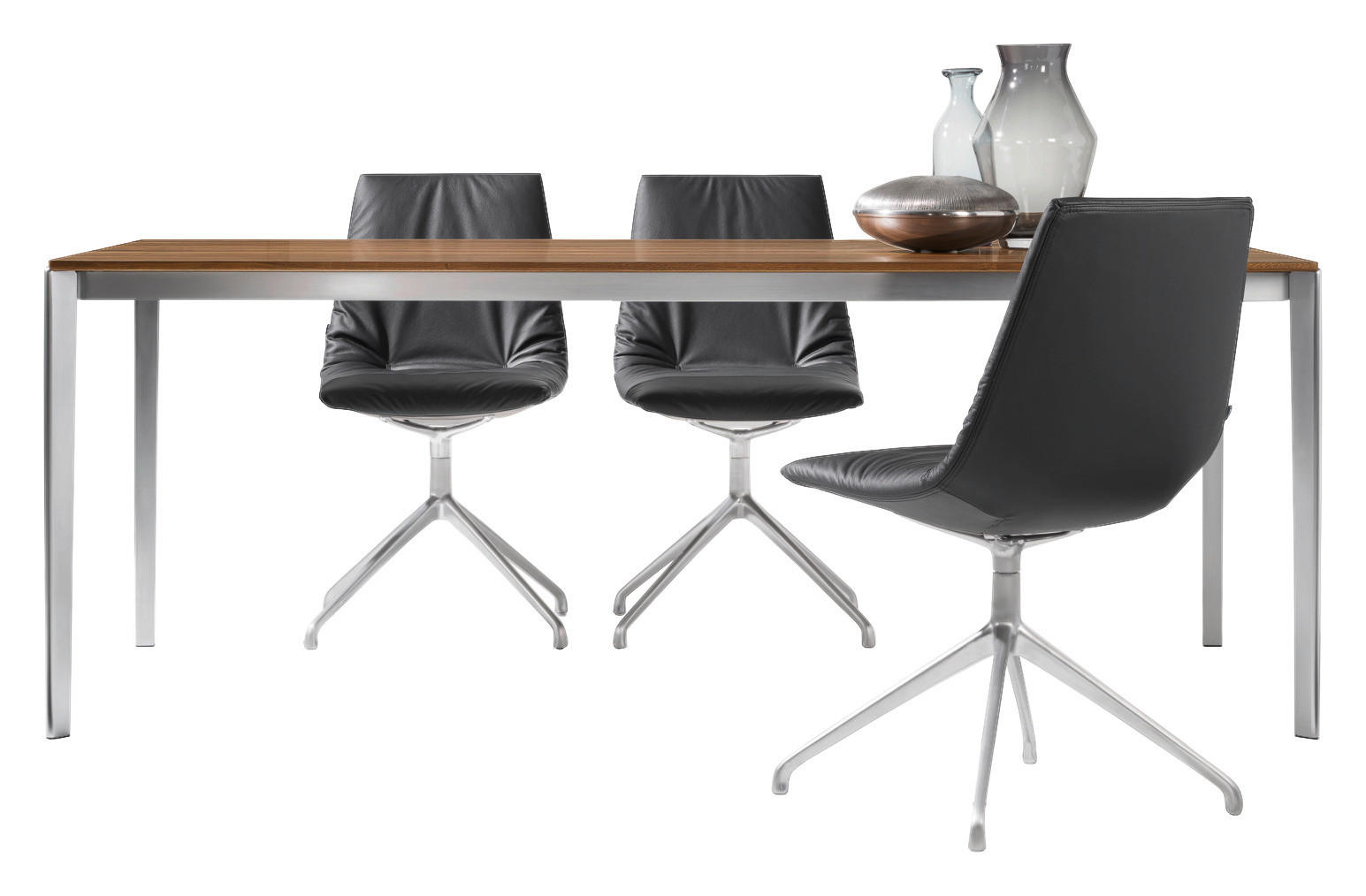 ESSTISCH in Holz, Metall 200(300)/100/75 cm  - Edelstahlfarben/Nussbaumfarben, Design, Holz/Metall (200(300)/100/75cm) - Team 7