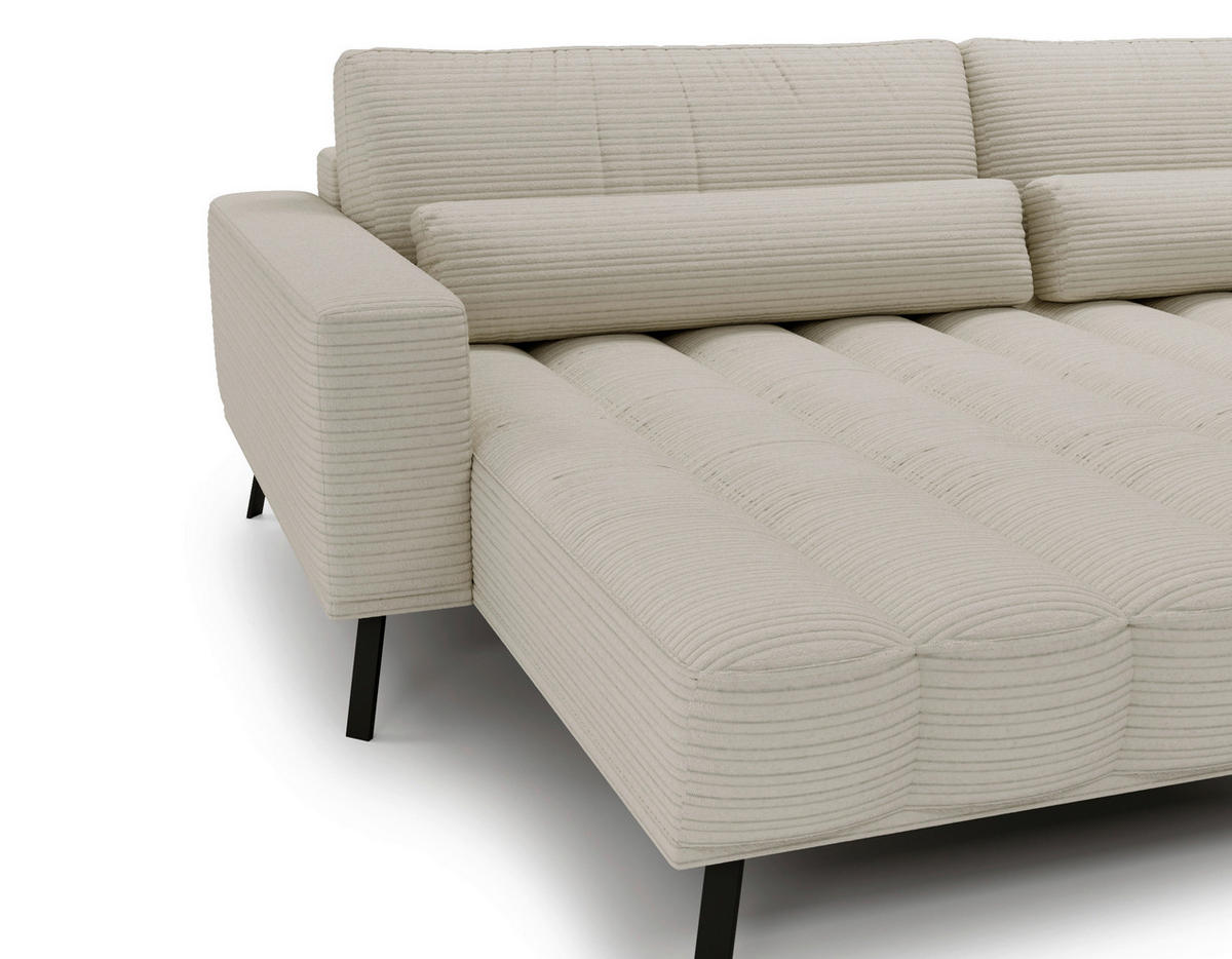 ECKSOFA in Cord Naturfarben  - Schwarz/Naturfarben, Design, Textil/Metall (204/291cm) - Lomoco