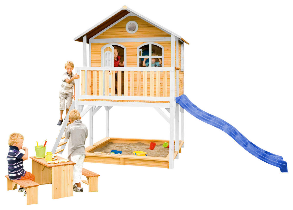 SPIELHAUS 432/293/212 cm  - Blau/Braun, KONVENTIONELL, Holz (432/293/212cm) - Ambia Garden