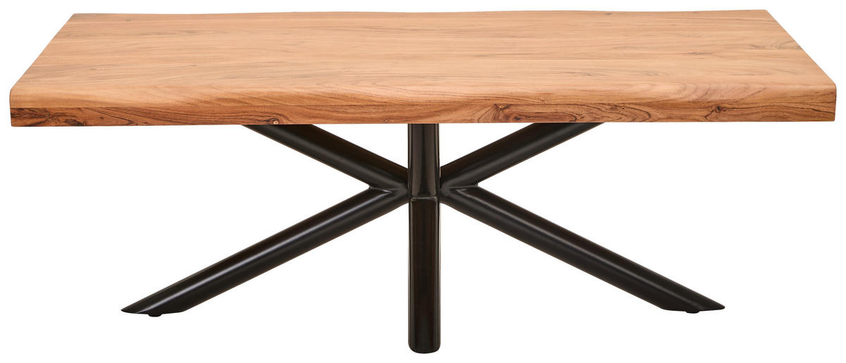 COUCHTISCH Akazie teilmassiv 120/70/45 cm rechteckig Naturfarben, Schwarz  - Schwarz/Naturfarben, Design, Holz/Metall (120/70/45cm) - Livetastic