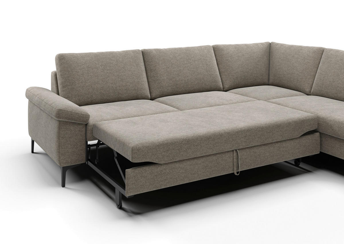 ECKSOFA  in Flachgewebe Taupe  280/220 cm  - Taupe/Schwarz, Design, Textil/Metall (280/220cm) - Pure Home Lifestyle