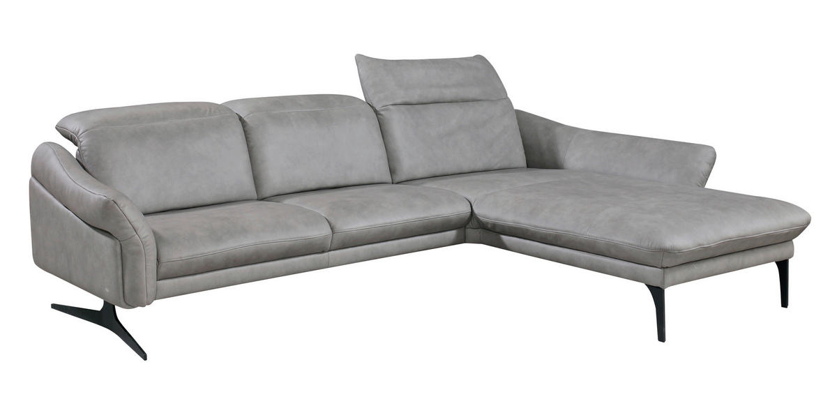 SEDEŽNA GARNITURA, pravo usnje siva  - siva/antracit, Design, kovina/usnje (285/203cm) - Himolla