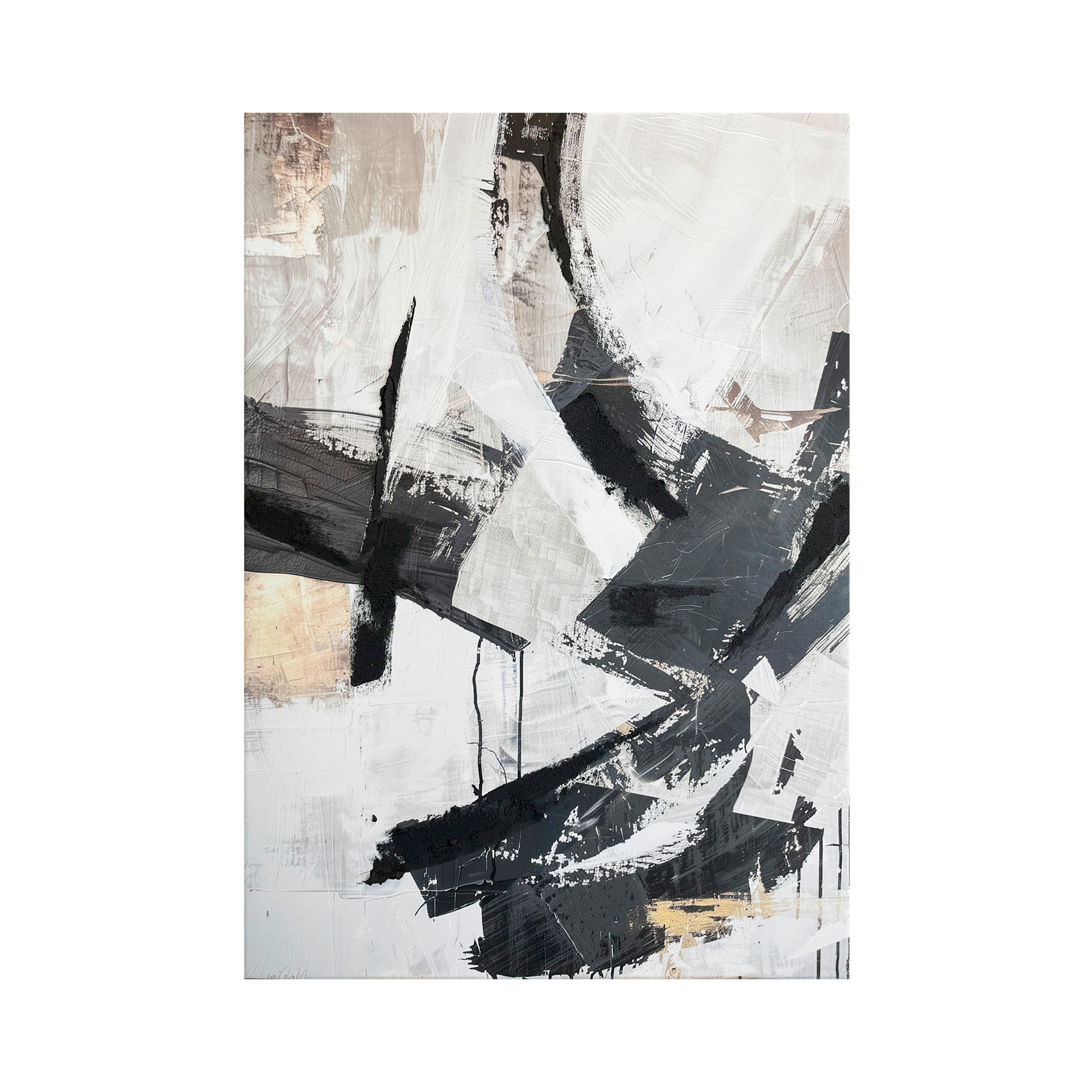 VÁSZONKÉP 70/100 cm  - aranyszínű/fehér, Design, faalapú anyag/textil (70/100cm) - Monee