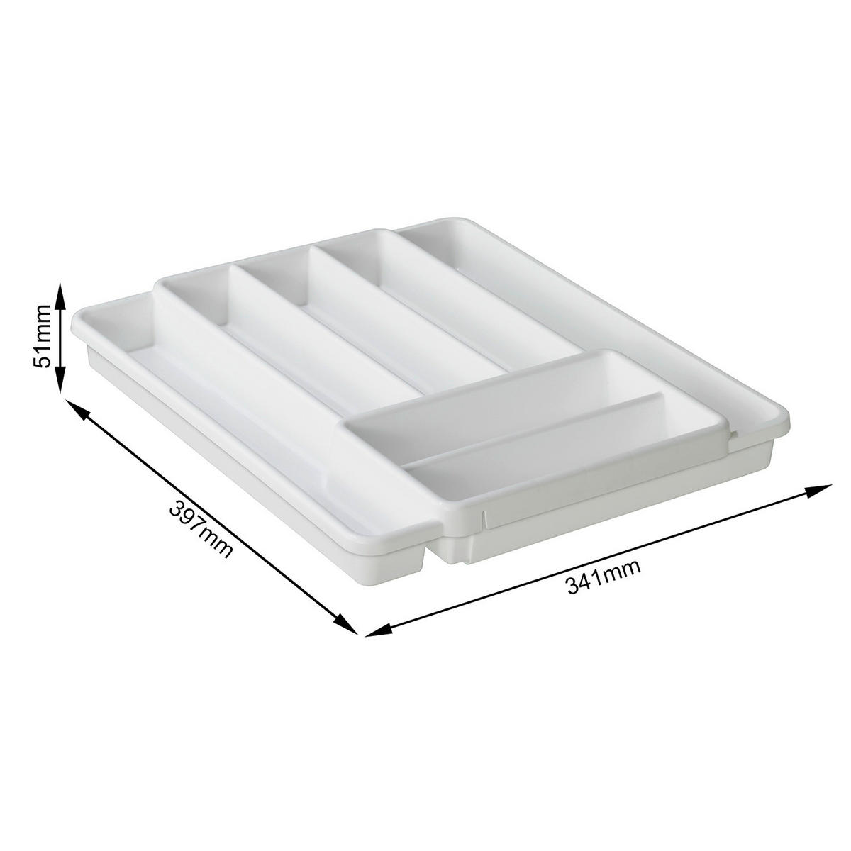 BESTECKEINSATZ - Weiß, Basics, Kunststoff (39,7/5,1/34,1cm) - Rotho