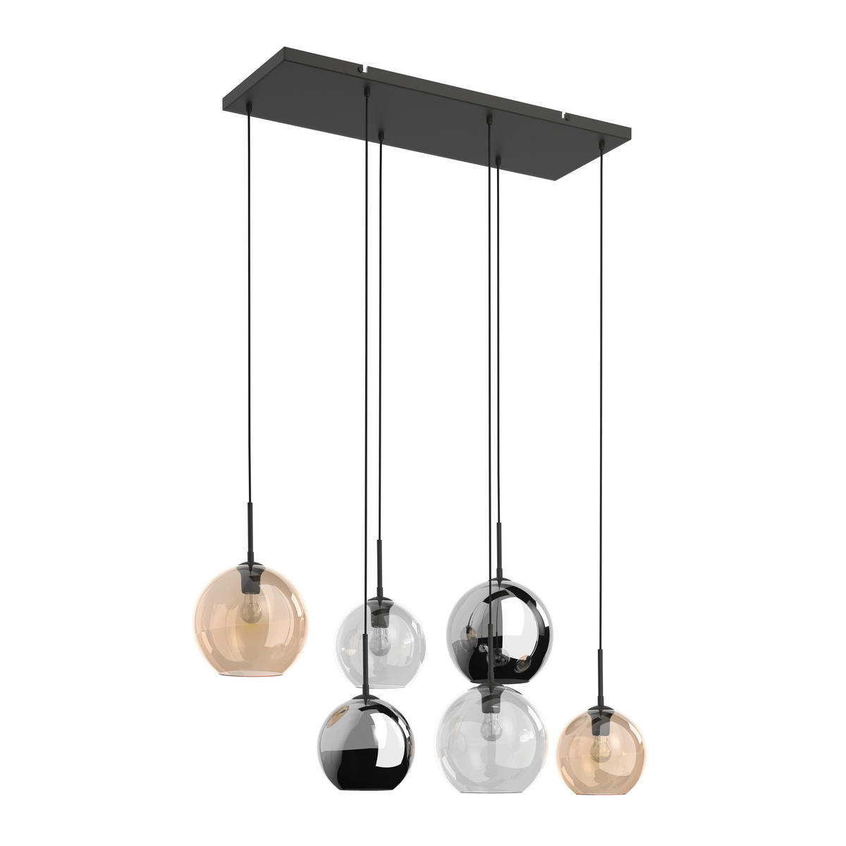 HÄNGELEUCHTE Amelie 97,5/42,5/150 cm   - Klar/Bernsteinfarben, Basics, Glas/Metall (97,5/42,5/150cm) - Novel