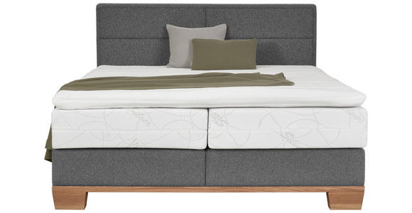 BOXSPRINGBETT 160/200 cm  in Eichefarben, Grau  - Eichefarben/Grau, Natur, Holz/Textil (160/200cm) - Valnatura