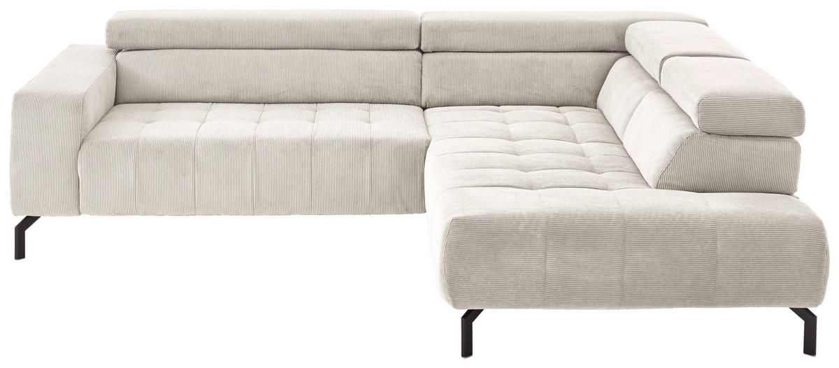 ECKSOFA Naturfarben Cord  - Schwarz/Naturfarben, Design, Textil/Metall (261/214cm) - Beldomo Style