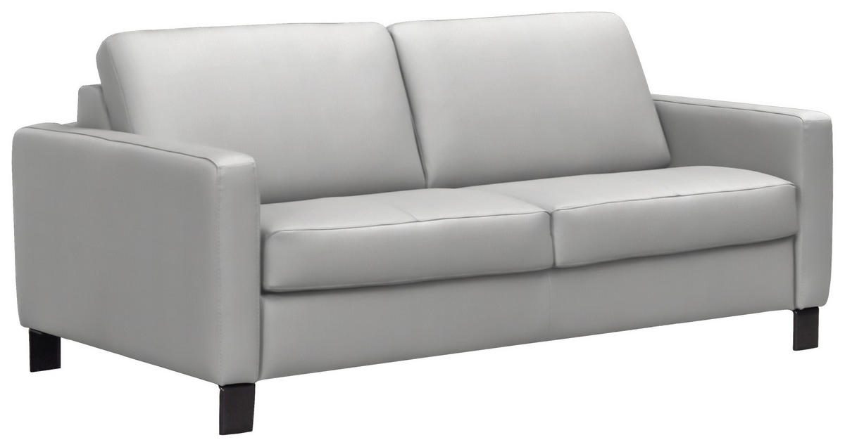 SCHLAFSOFA in Textil, Leder Hellgrau  - Hellgrau/Schwarz, Konventionell, Leder/Textil (190/87/100cm) - Celina Home