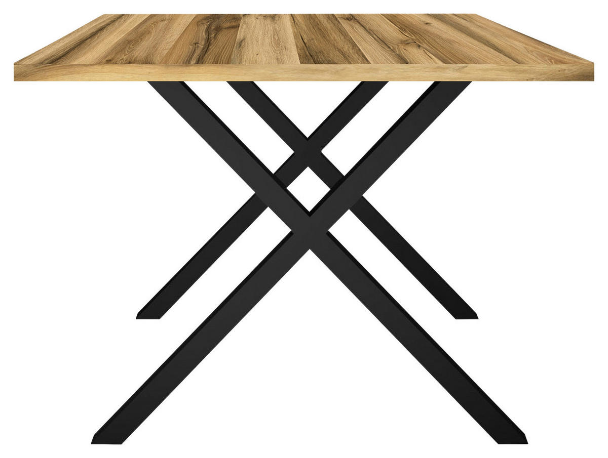 ESSTISCH rechteckig Schwarz, Plankeneiche  - Plankeneiche/Schwarz, MODERN, Holzwerkstoff/Metall (180/90/78cm) - Livetastic