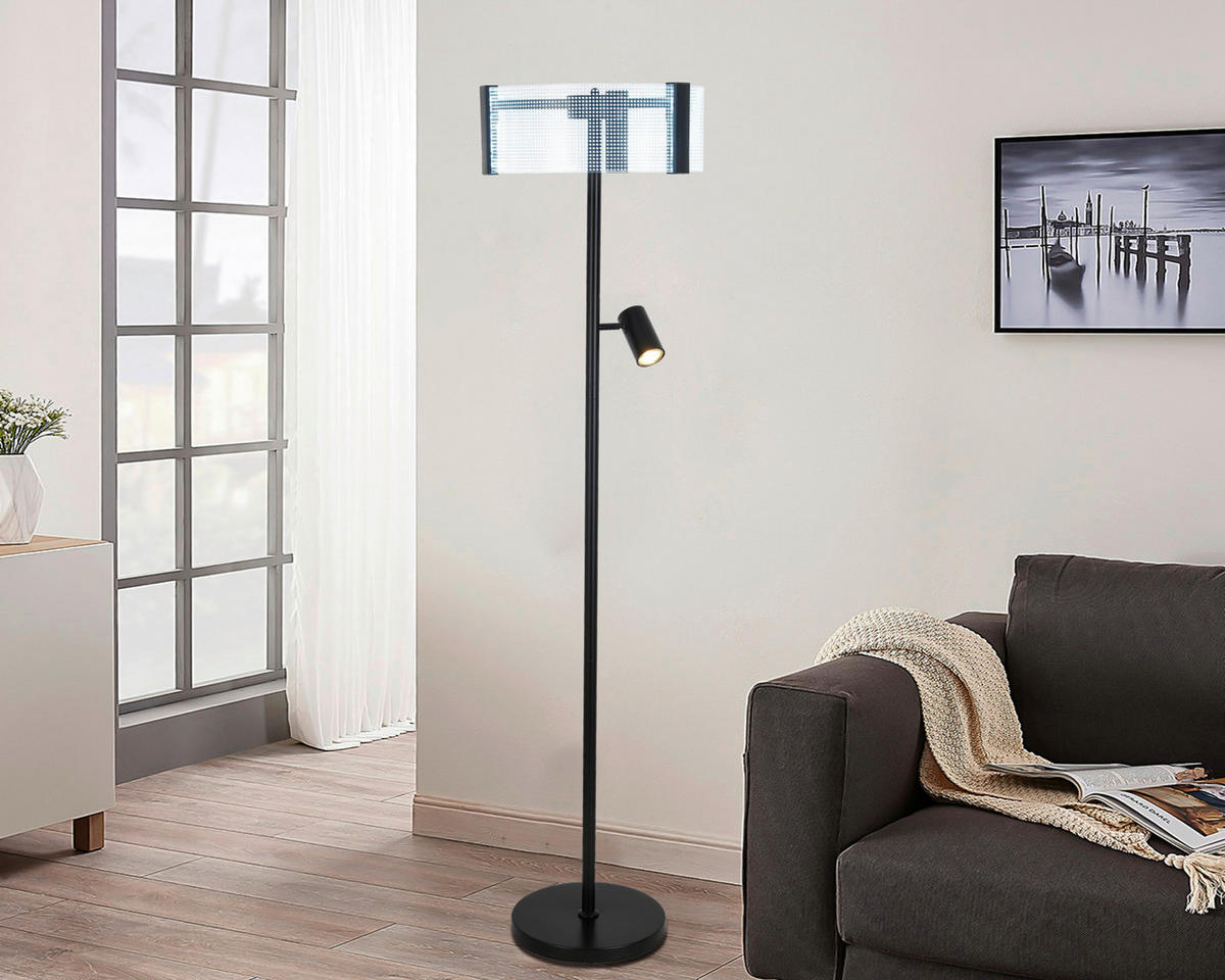LED-STEHLEUCHTE 40/159 cm   - Transparent/Schwarz, Design, Kunststoff/Metall (40/159cm) - Novel
