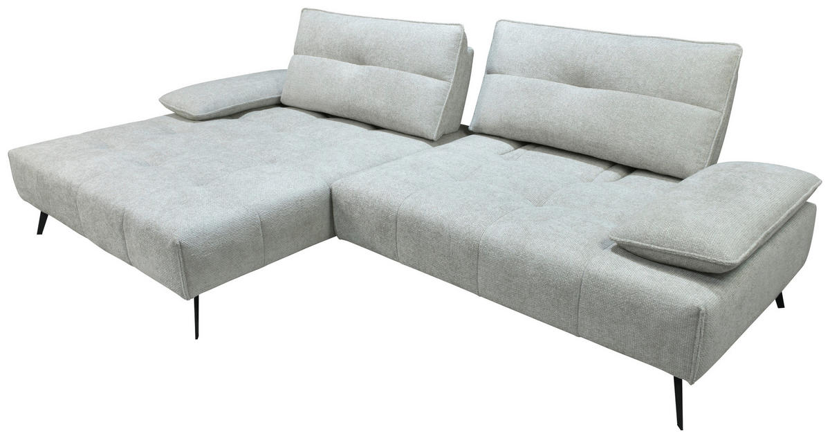 ECKSOFA Ottomane links  Greige Chenille  - Greige/Schwarz, Design, Textil/Metall (188/284cm) - Stylife