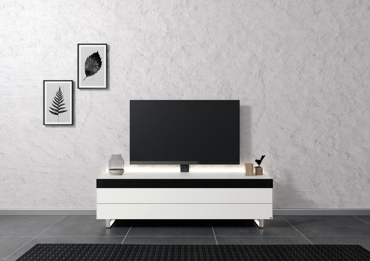 TV-ELEMENT - Chromfarben/Schwarz, MODERN, Glas/Holzwerkstoff (175,5/50,5/57,0cm) - Musterring