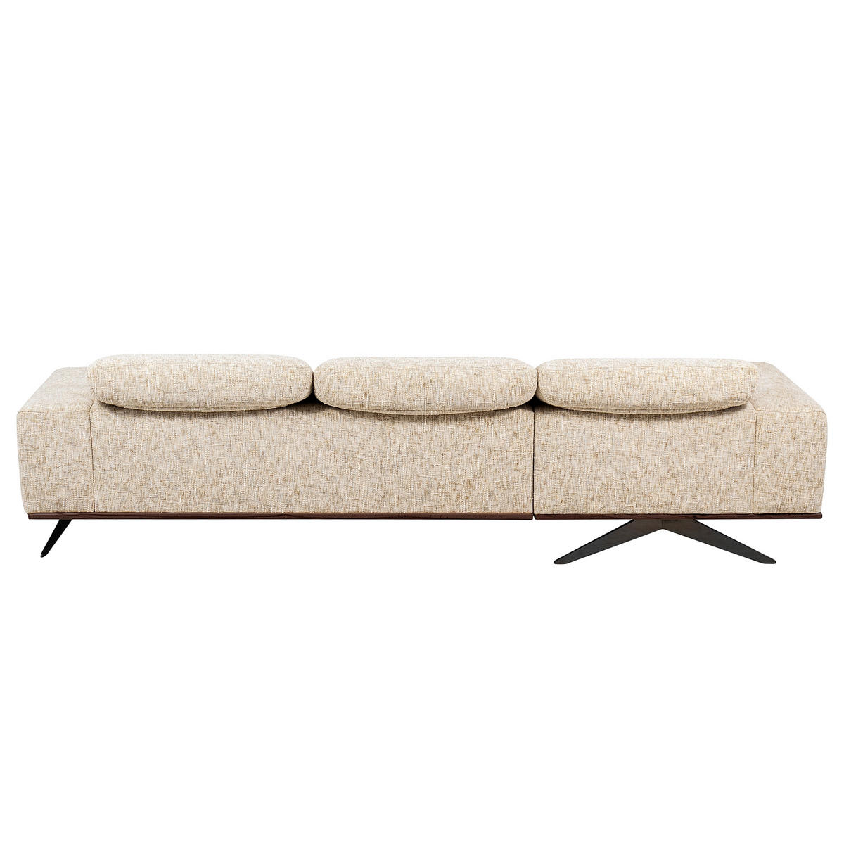 ECKSOFA PORTLAND in Struktur Beige Kopfteilverstellung  187/295 cm  - Beige/Schwarz, Design, Holz/Textil (187/295cm) - Livetastic