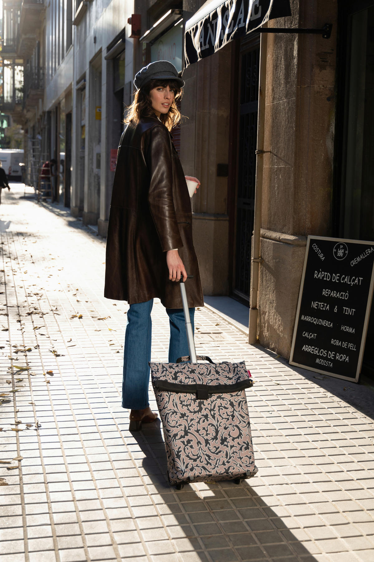 EINKAUFSTROLLEY  - Schwarz/Braun, Basics, Kunststoff (43/53/21cm) - Reisenthel