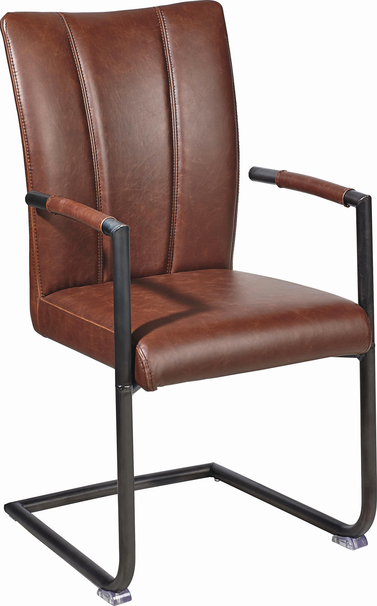 ARMLEHNSTUHL  in Stahl Lederlook  - Schwarz/Braun, Trend, Textil/Metall (59/96/52cm) - Ambia Home