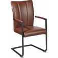 ARMLEHNSTUHL  inklusive Armlehnen Lederlook  - Schwarz/Braun, Trend, Textil/Metall (59/96/52cm) - Ambia Home