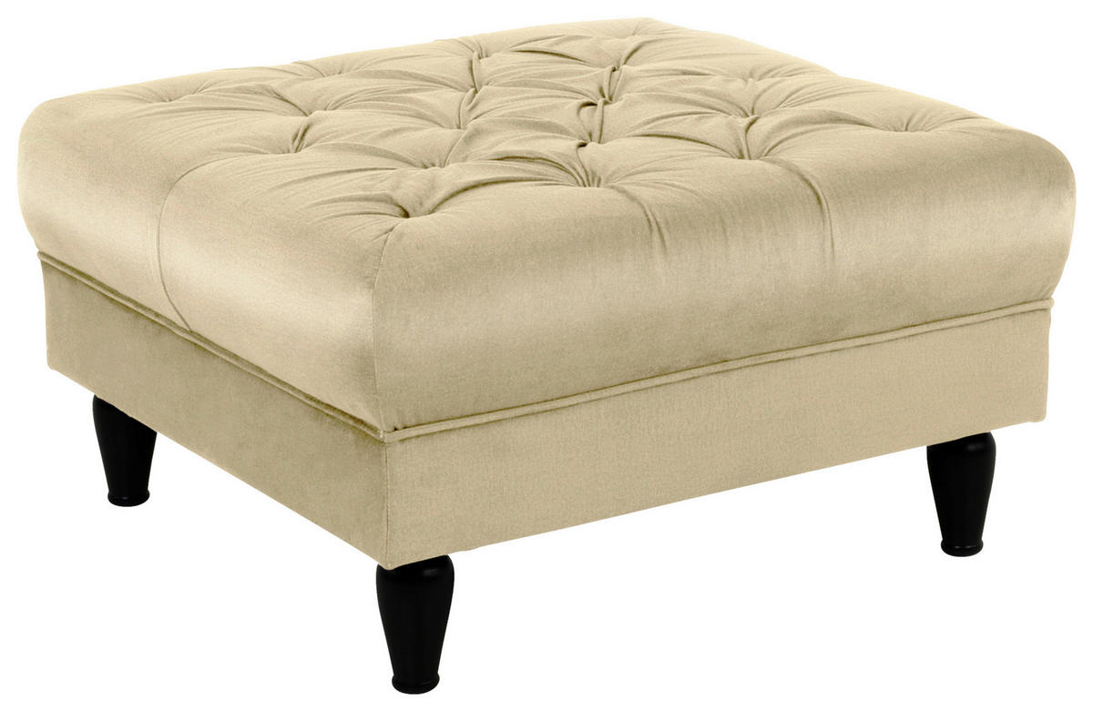 HOCKER Textil Beige  - Beige/Schwarz, Design, Holz/Textil (82/44/82cm) - MID.YOU