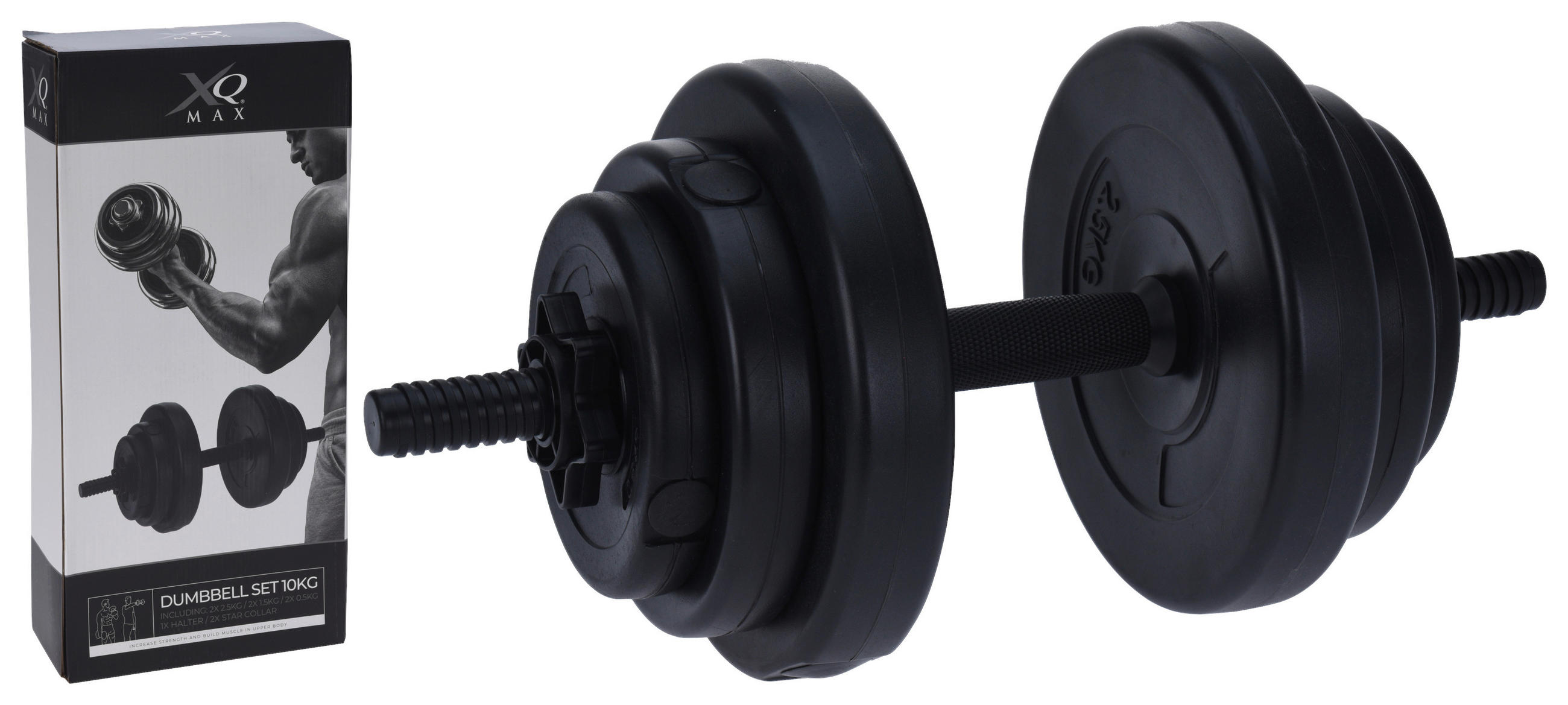 HANTELSET 9-TLG. - KONVENTIONELL, Stein (10kg)
