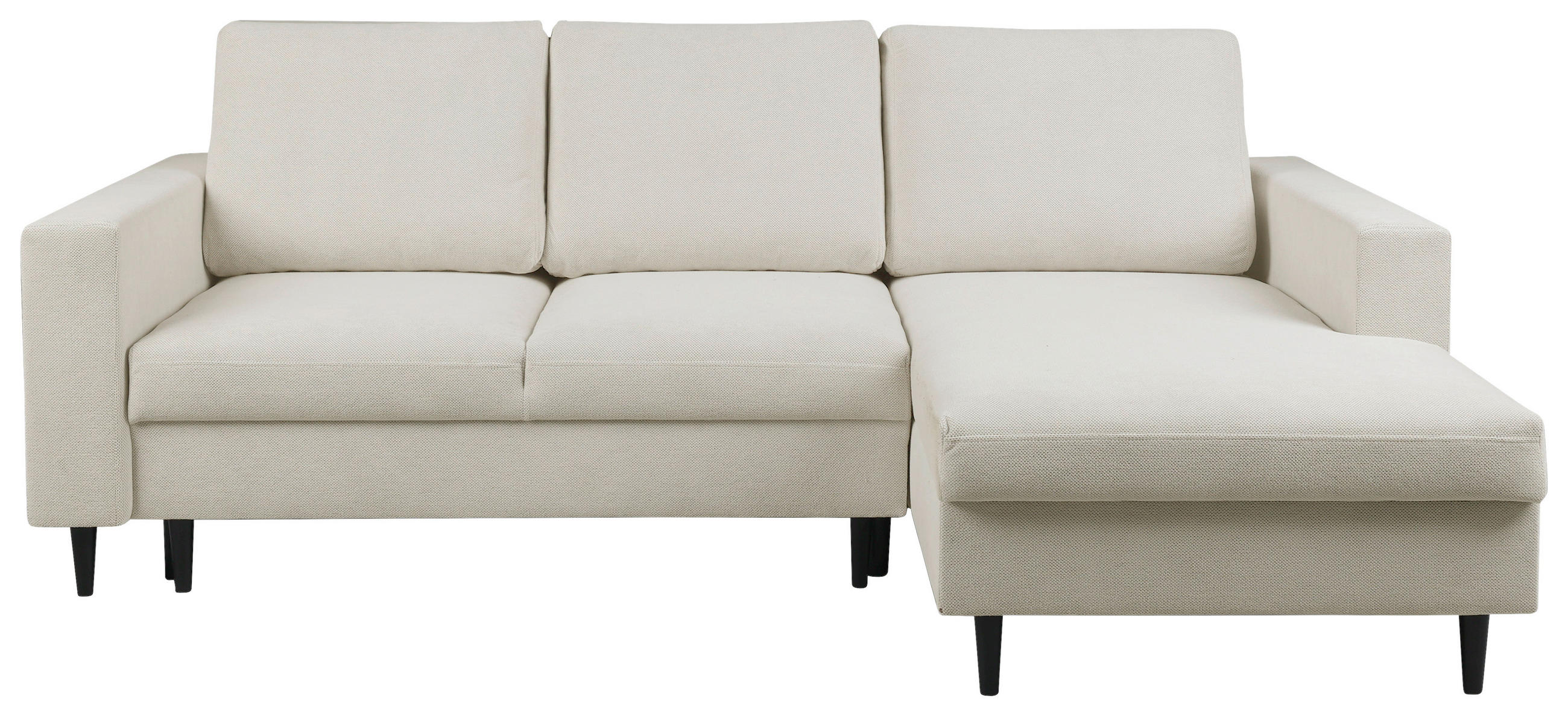 ECKSOFA Beige Struktur  - Beige/Schwarz, MODERN, Holz/Kunststoff (230/145cm) - MID.YOU