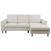 ECKSOFA Beige Struktur  - Beige/Schwarz, MODERN, Holz/Kunststoff (230/145cm) - MID.YOU