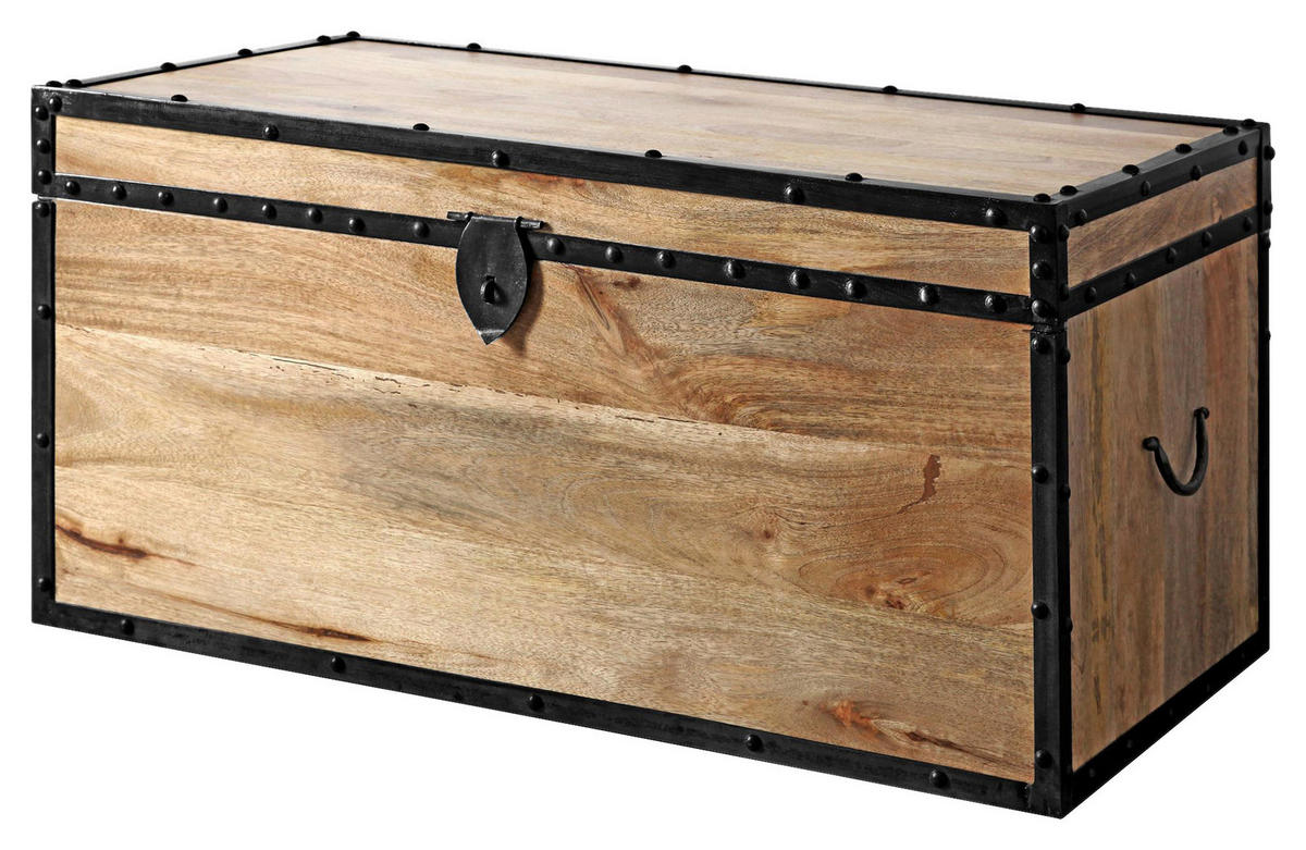 TRUHE Holz, Metall Mangoholz Hartholz  - Schwarz/Naturfarben, Natur, Holz/Metall (80/40/40cm) - Landscape