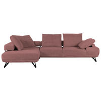 ECKSOFA  in Flachgewebe Altrosa  240/310 cm  - Schwarz/Altrosa, KONVENTIONELL, Textil/Metall (240/310cm) - MID.YOU