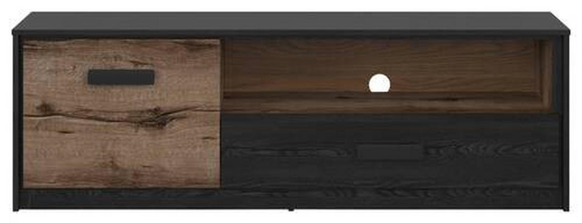 LOWBOARD - Eichefarben/Schwarz, Design, Holzwerkstoff/Kunststoff (150/49/41cm)