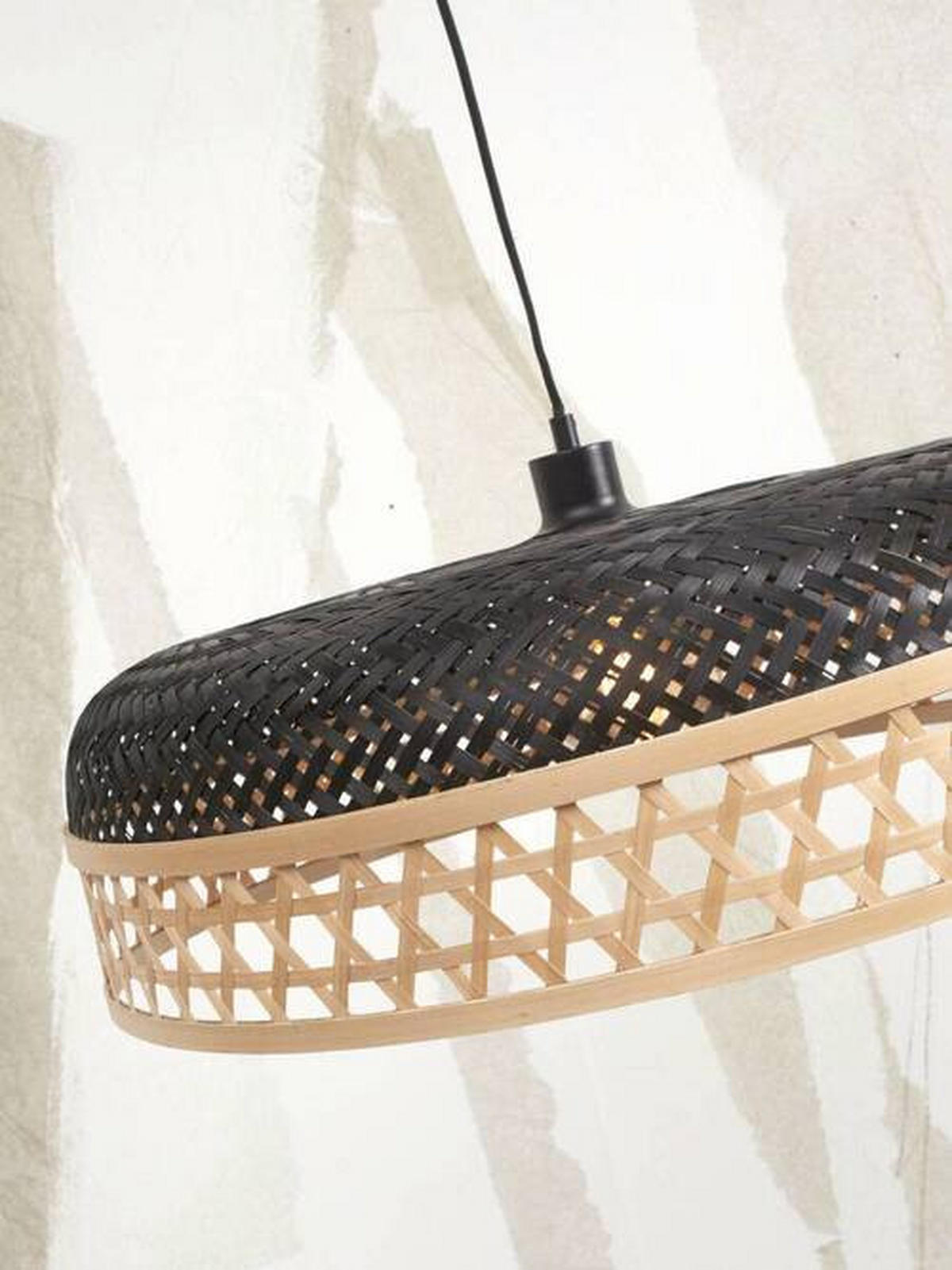 HÄNGELEUCHTE 60/18 cm  - Schwarz/Naturfarben, Trend, Naturmaterialien (60/18cm) - Good & Mojo
