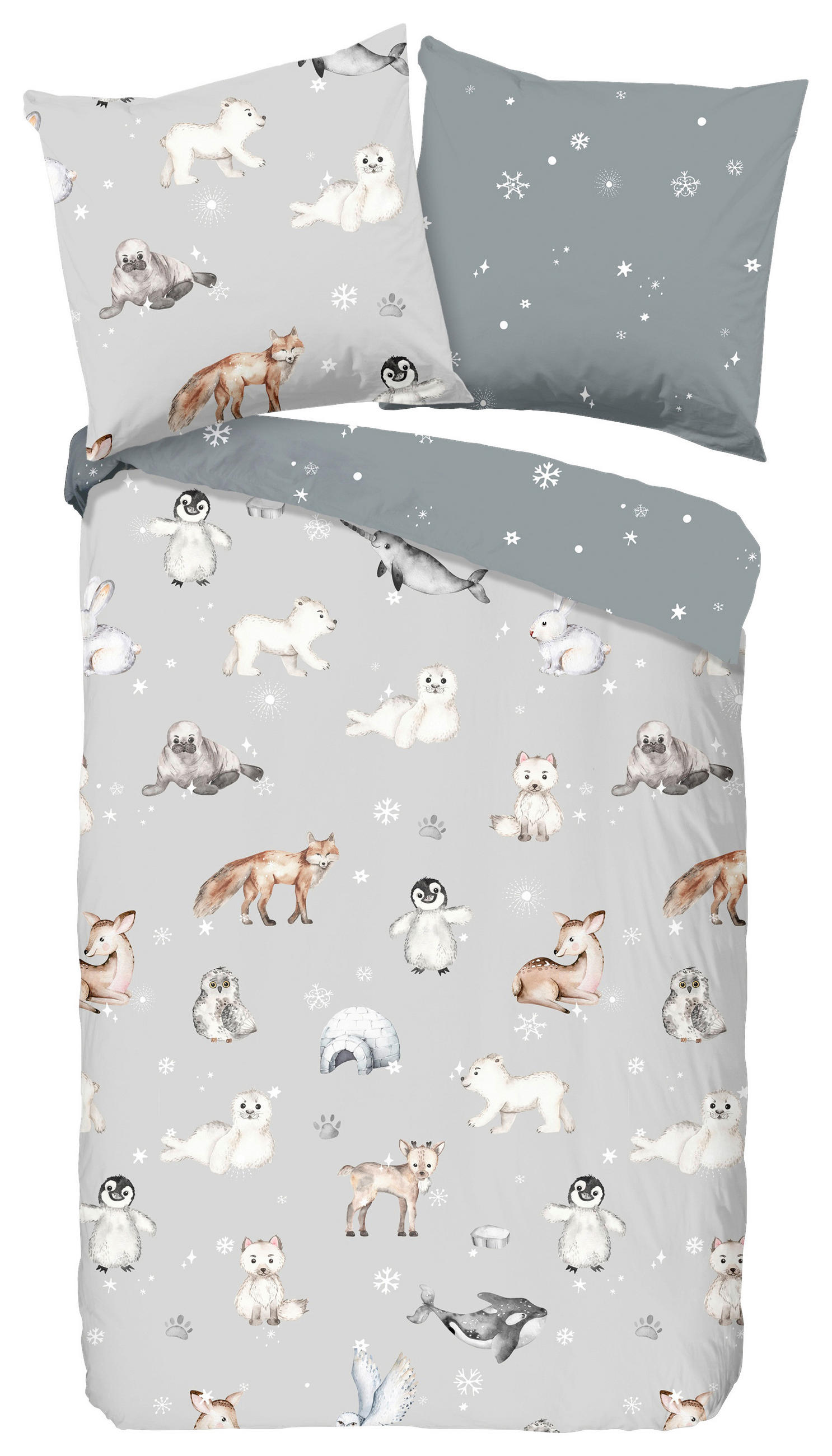 JUGENDBETTWÄSCHE Cira Biber 135/200 cm  - Hellgrau/Grau, Natur, Textil (135/200cm)