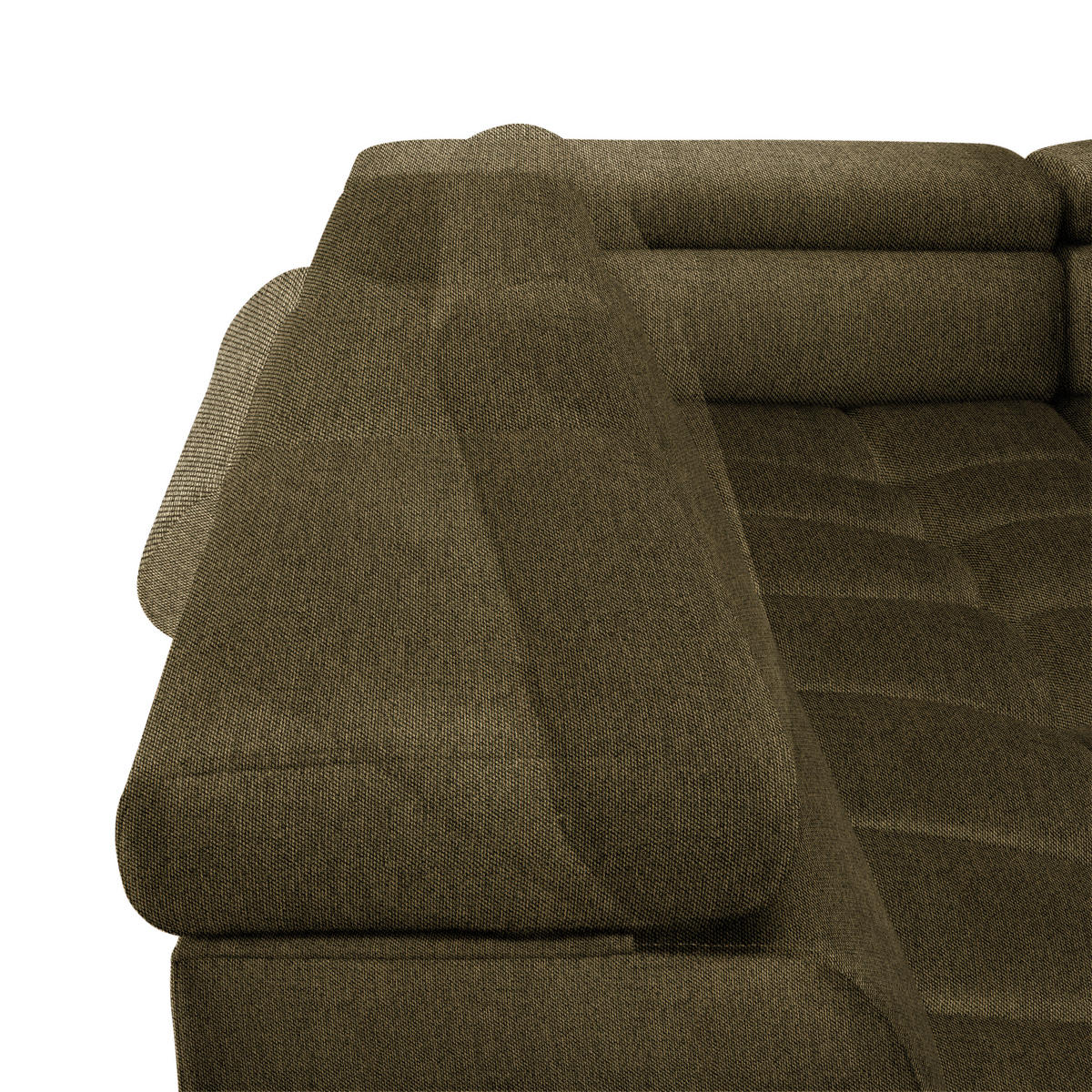 WOHNLANDSCHAFT in Webstoff Olivgrün  - Schwarz/Olivgrün, Design, Textil/Metall (216/385/177cm) - Welnova