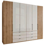 FALTTÜRENSCHRANK 250/216/58 cm 4-türig Champagner, Eiche Bianco  - Schieferfarben/Eiche Bianco, KONVENTIONELL, Glas/Holzwerkstoff (250/216/58cm) - Dieter Knoll