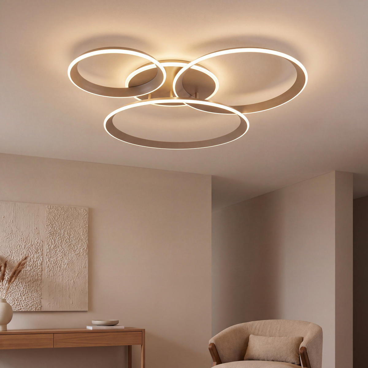 Plafonieră Cu Led 39 W    96/84/10 cm  - nisipiu, Design, plastic/metal (96/84/10cm) - Dieter Knoll