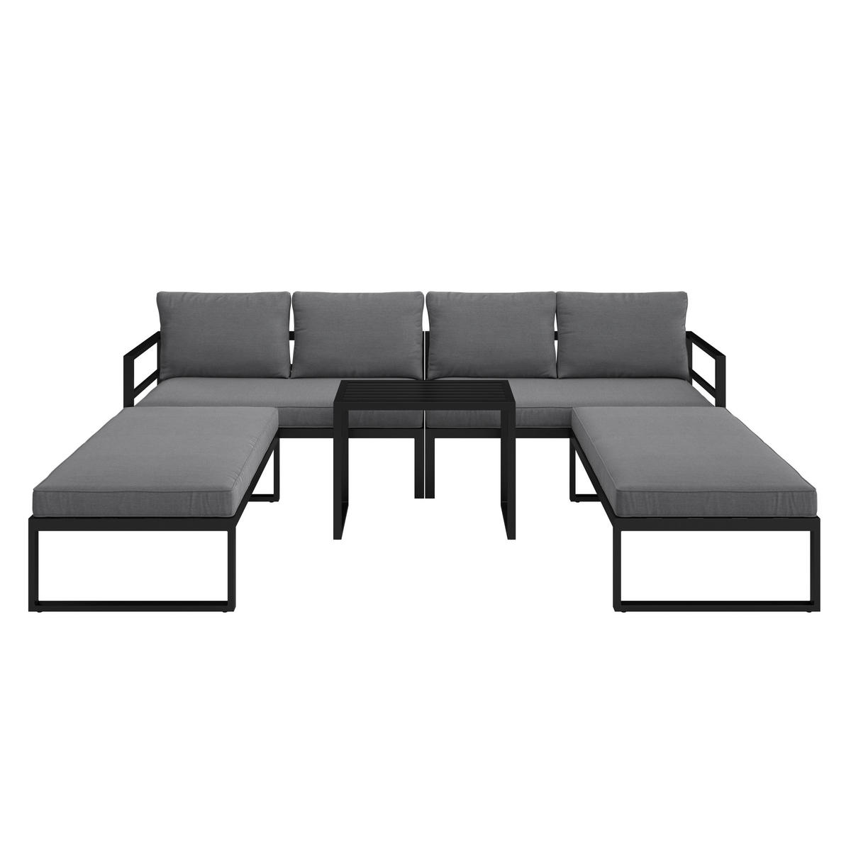 LOUNGE GARNITURA   metal, tekstil  antracit, siva    - siva/antracit, Design, metal/tekstil (188/250cm) - Ambia Garden